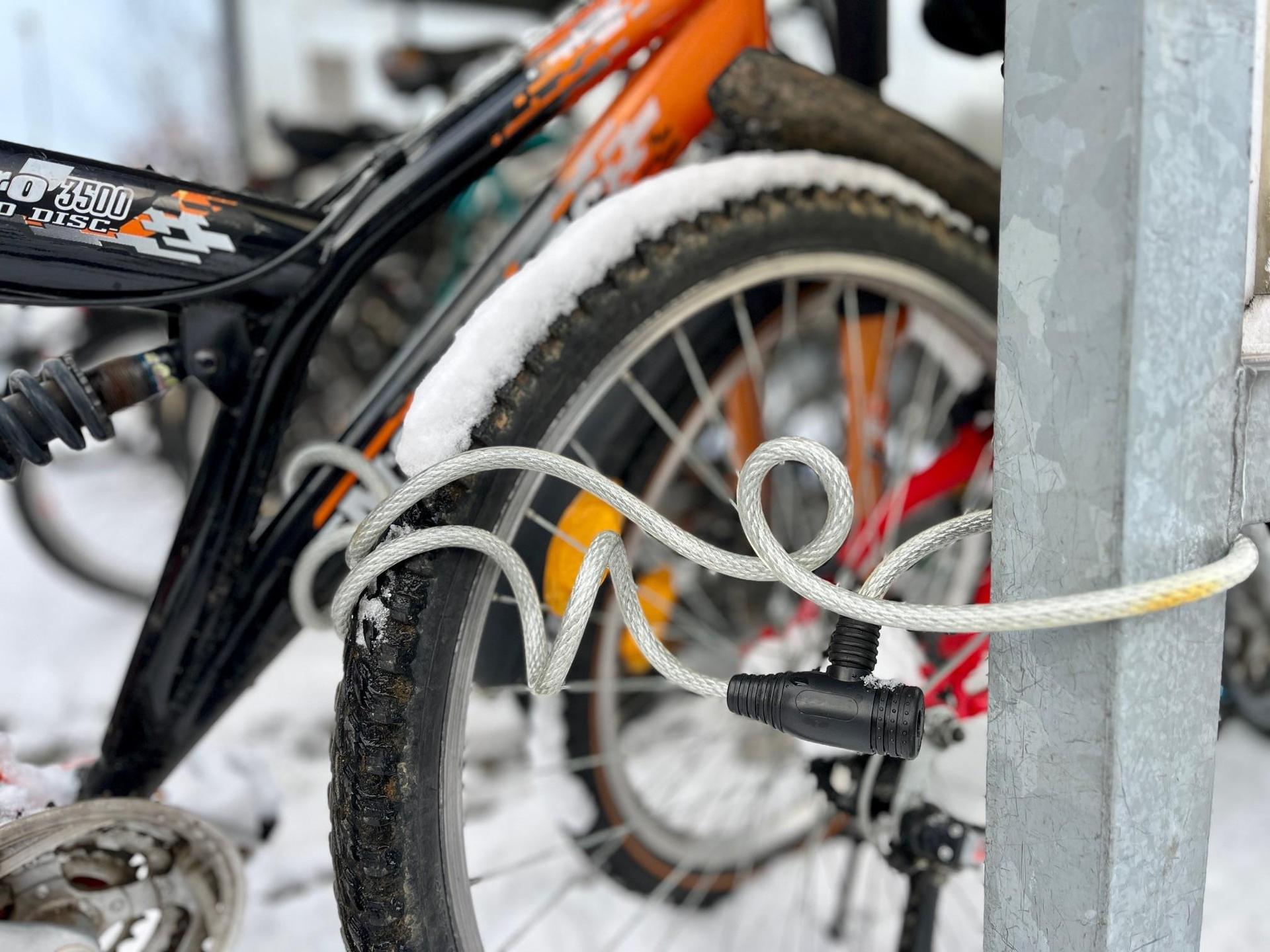 Gesicherte Fahrräder am Bahnhof Weiden. Rund 120 Diebstähle wurden im Jahr 2024 angezeigt  (Bild: Gabi Schönberger)