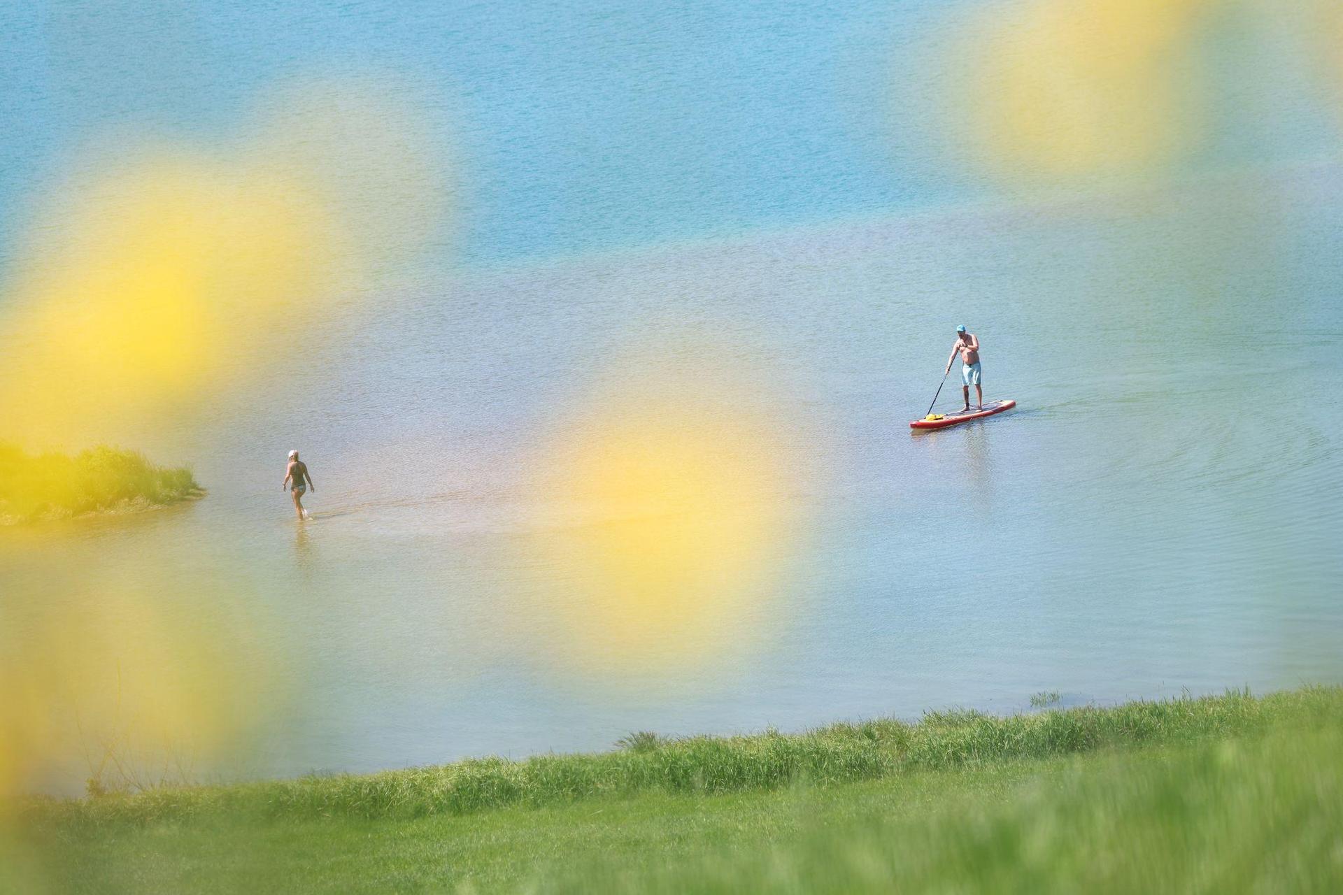Ein SUP-Fahrer ist auf dem Forggensee unterwegs. (Archivbild) (Bild: Karl-Josef Hildenbrand/dpa)