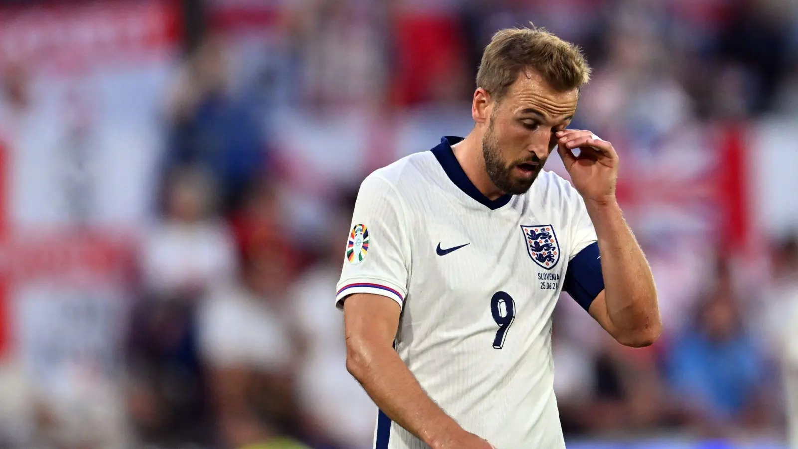 Die Three Lions um Harry Kane zeigten gegen Slowenien erneut einen zähen Auftritt. (Bild: Marius Becker/dpa)