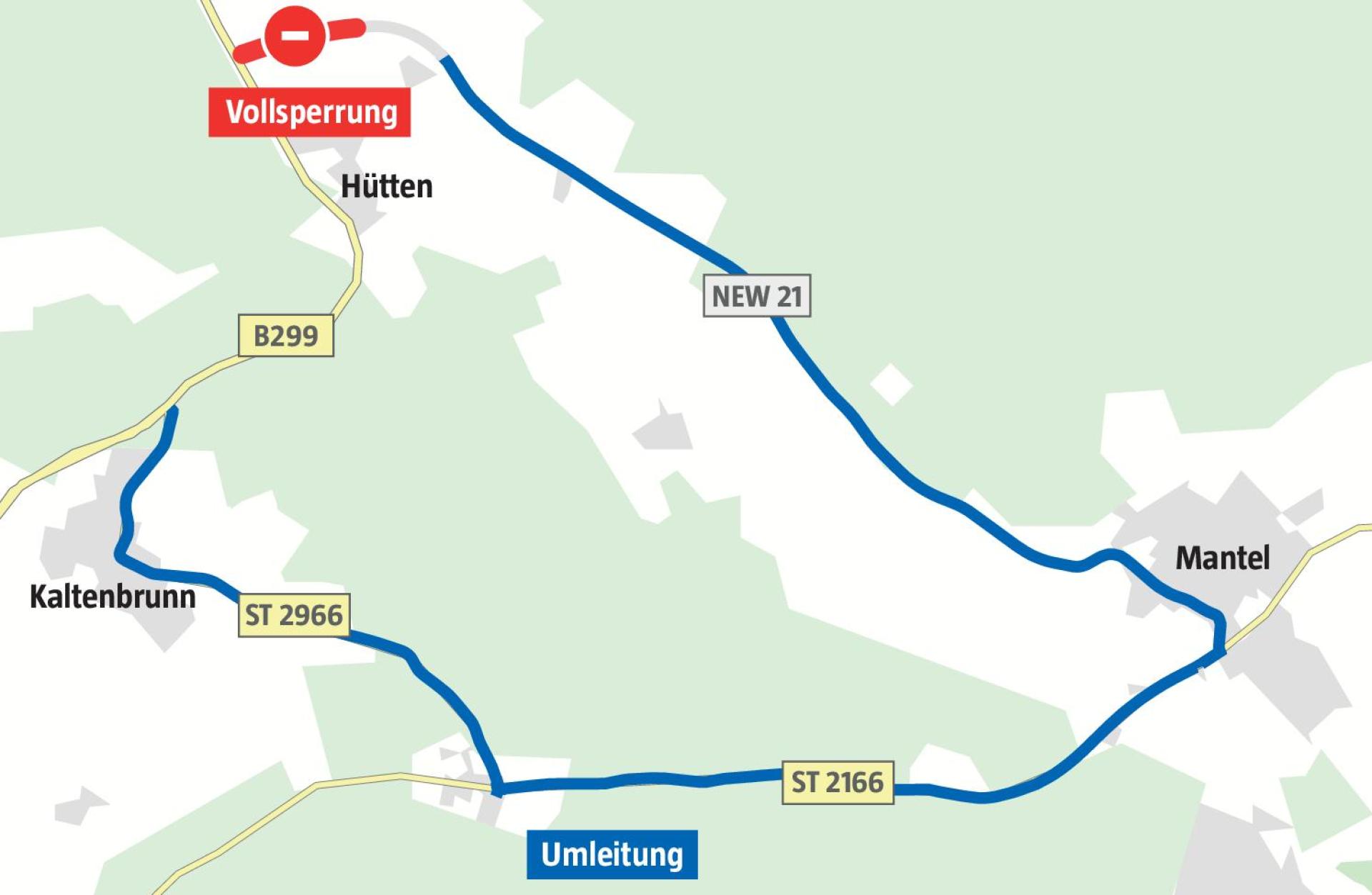 Aufgrund von Bauarbeiten ist die Ortseinfahrt Hütten bei Grafenwöhr für mehrere Wochen gesperrt. (Grafik: Marco Meier)