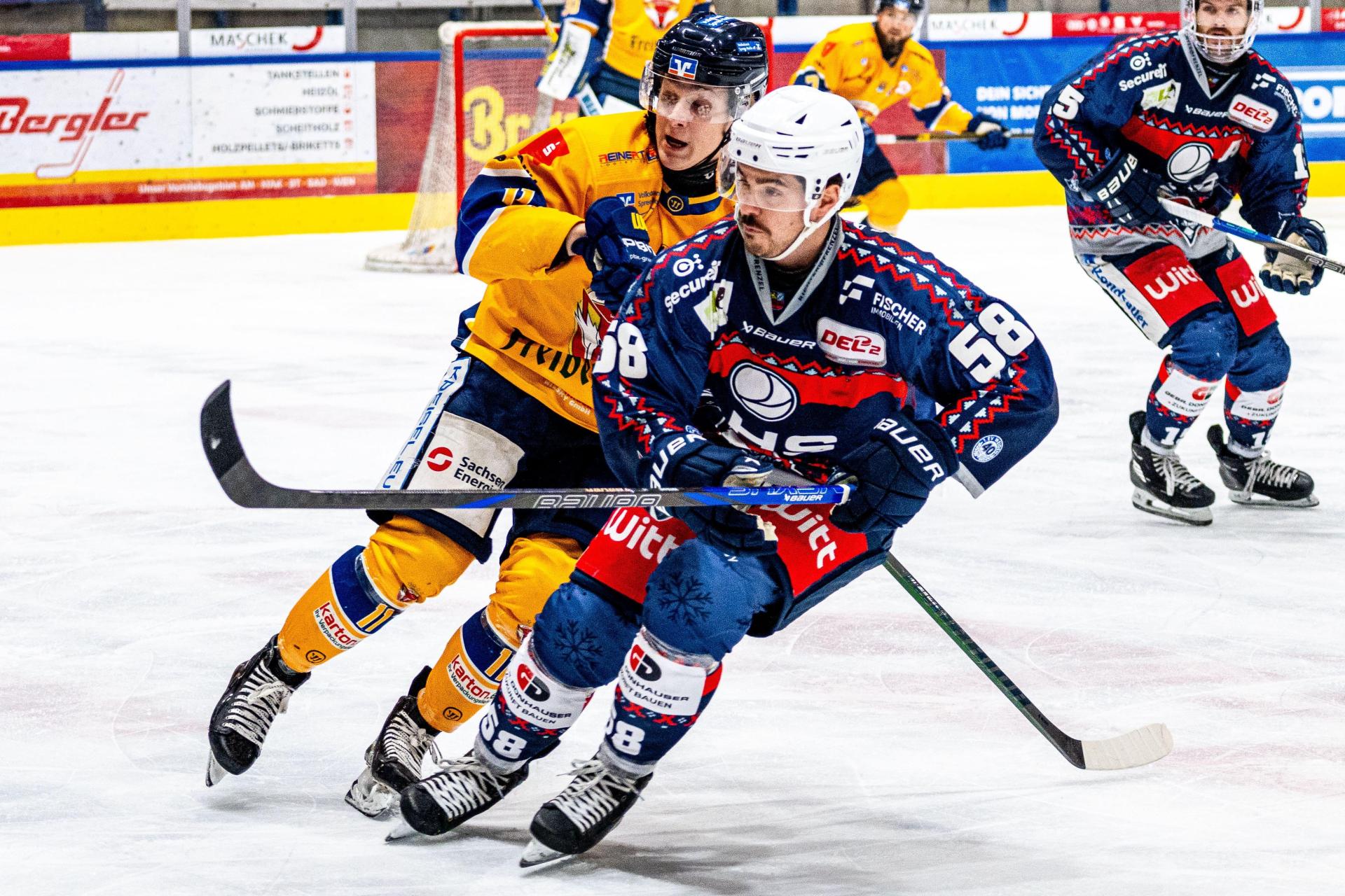 Diese beiden sind in der kommenden Spielzeit gemeinsam für die Blue Devils Weiden auf dem Eis: Charlie Jahnke (links) und Alex-Olivier Voyer. (Bild: Elke Englmaier)