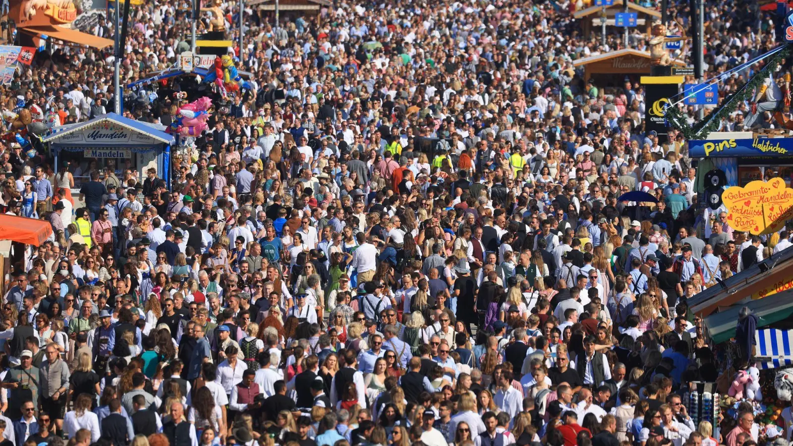 Dichtes Gedränge am Samstagnachmittag auf dem Oktoberfest. (Bild: Karl-Josef Hildenbrand/dpa)