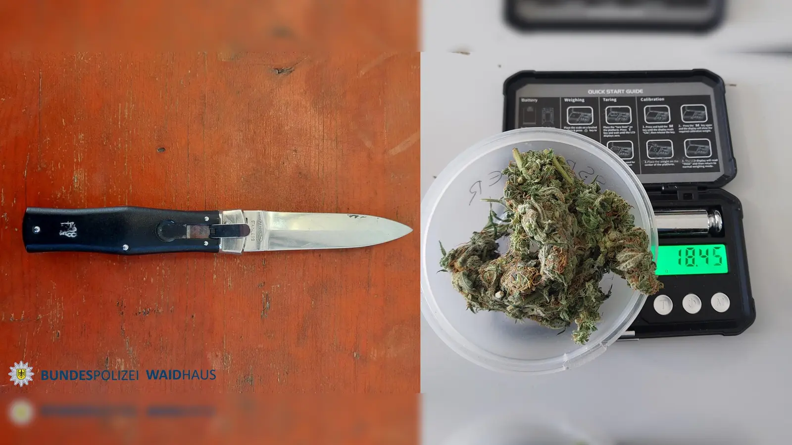 Beamte der Bundespolizeiinspektion Waidhaus haben am Dienstagvormittag (7. April) bei Grenzkontrollen an der A6 vier verbotene Springmesser sichergestellt (Symbolbild: Bundespolizei)