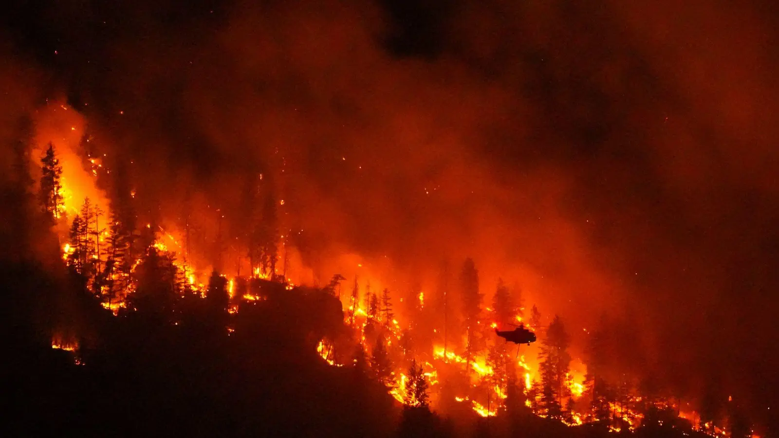 Mit einer sich erhöhenden Ausbreitungsgeschwindigkeit nimmt auch die Intensität der Feuer zu. (Bild: Darryl Dyck/The Canadian Press via AP/dpa)